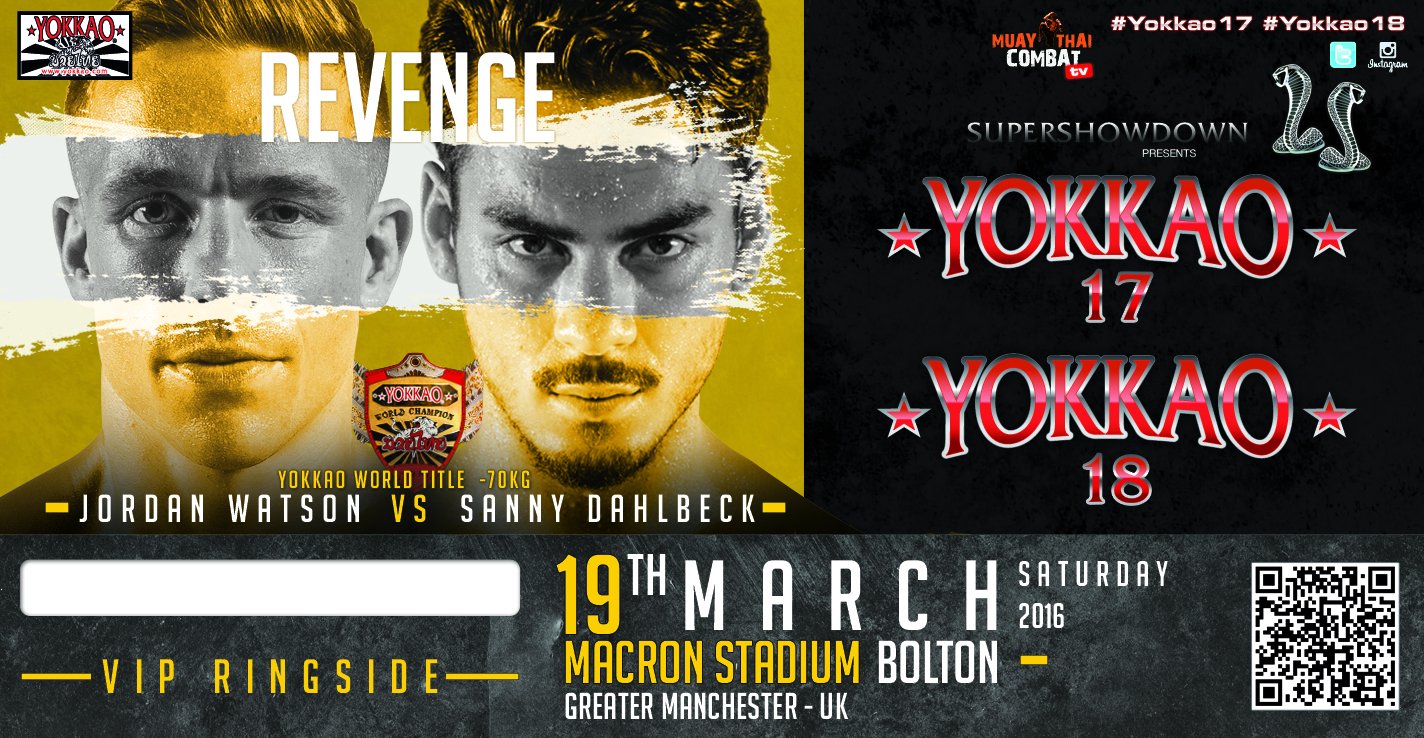 Sanny Dahlbeck to defend the World Title vs Jordan Watson at YOKKAO 18!