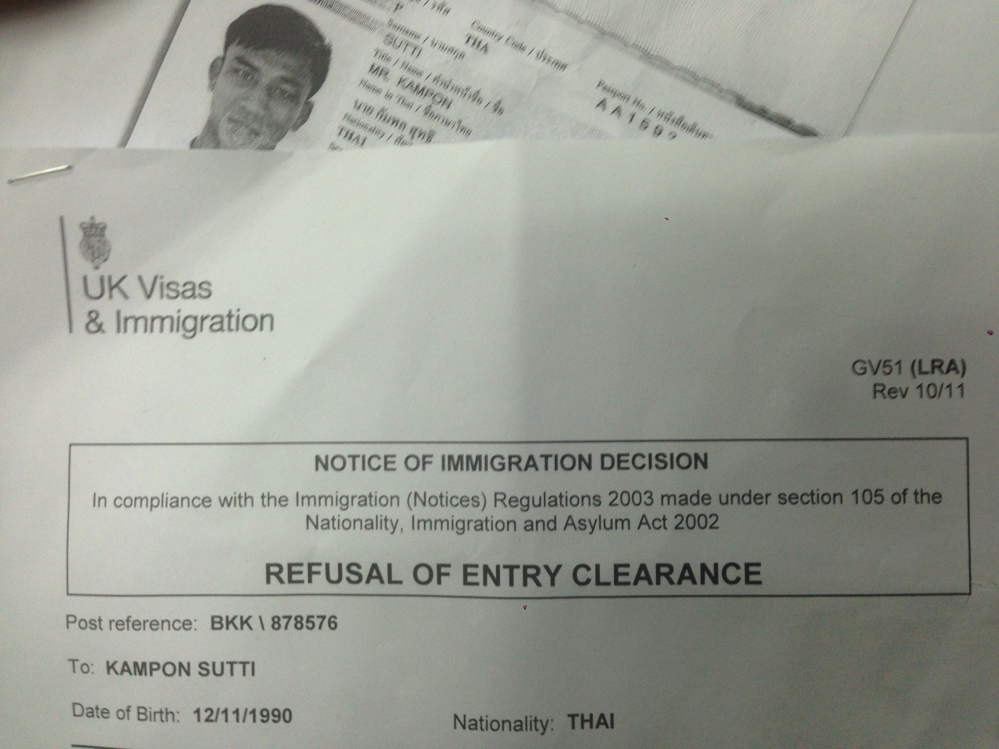 Pakorn gets the VISA for UK, Kongsak, Rumnai and trainers get refused!